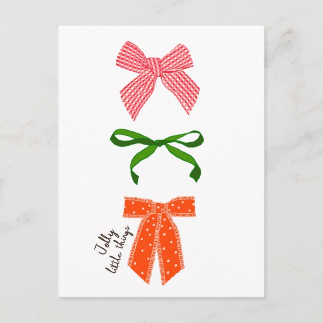 Cartão Postal De Convite Bow Jolly Little Things Natal  (Frente)