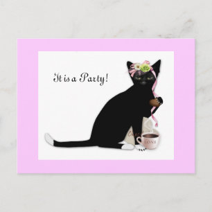 Cartão Postal De Convite Bridal de Gato Francês
