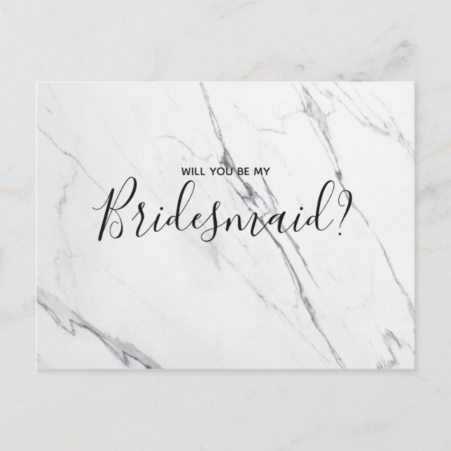 Cartão Postal De Convite Bridesmaid de Casamento | Cartão-postal branco par (Frente)