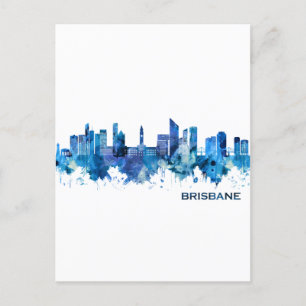 Cartão Postal De Convite Brisbane Austrália Skyline Blue