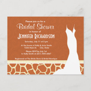 Cartão Postal De Convite Brown Giraffe Pattern