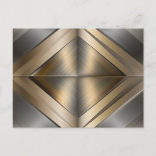 Cartão Postal De Convite Brushed Metallic Geometric Diamond Pattern