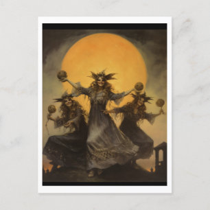 Cartão Postal De Convite Bruxas Sabá, Halloween