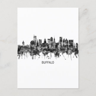 Cartão Postal De Convite Buffalo New York Skyline BW