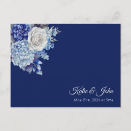 Cartão Postal De Convite Buquê de Flor Azul-Cria-RSVP de Casamento