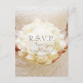 Cartão Postal De Convite Buquê de Flor Bridal Branca RSVP