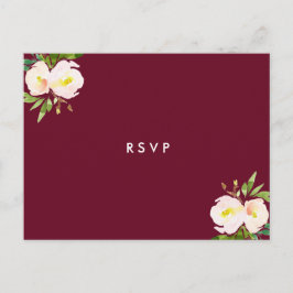 Cartão Postal De Convite Burgundy Elegant Floral Quinceanera RSVP