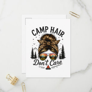 Cartão Postal De Convite Cabelo de Acampamento Não Liga Coque Desarrumado E