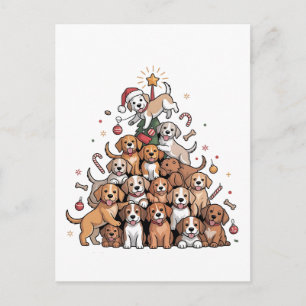 Cartão Postal De Convite Cachorro Árvore de Natal Bonito Árvore de Natal de