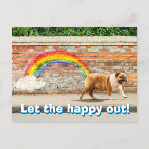 Cartão Postal De Convite Cachorro e Grafite Arco-íris