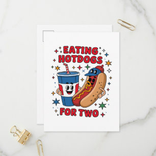 Cartão Postal De Convite Cachorros-quentes Lindos de 4 de Julho