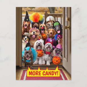 Cartão Postal De Convite Cães de Doce ou Travessura