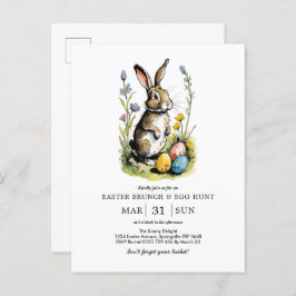 Cartão Postal De Convite Café da manhã e caça aos ovos de Páscoa | Coelho d