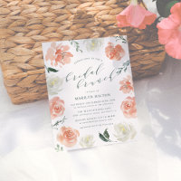 Café da Manhã Floral Nupcial em Aquarela de Coral