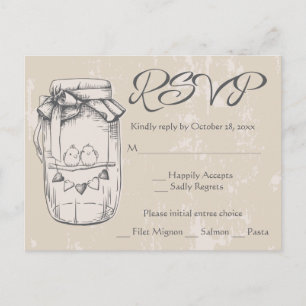 Cartão Postal De Convite Caixas de Resposta Rústicas de Casamento em Tom Pa