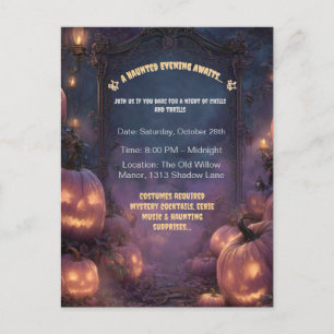 Cartão Postal De Convite Caminho de Halloween Spooky com Jack-o-Lanterns