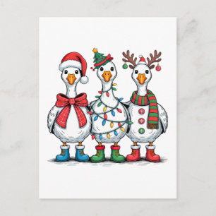 Cartão Postal De Convite Camiseta Engraçada do Pato de Natal Pato de Férias