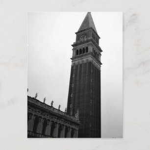 Cartão Postal De Convite Campanile Piazza San Marco Preto Branco Tour Itáli