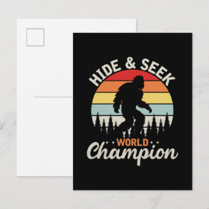 Cartão Postal De Convite Campeão Mundial de Esconde-Esconde do Pé-Grande
