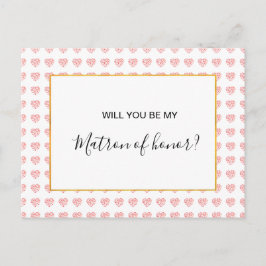 Cartão Postal De Convite Cardíaco cor-de-rosa Garland Floral Matron de honr