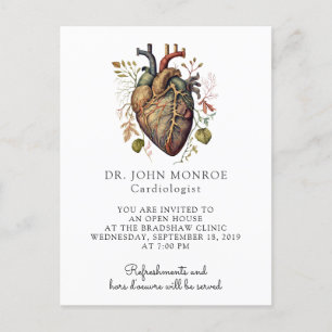 Cartão Postal De Convite Cardiologia do Coração Anatômico