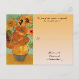 Cartão Postal De Convite Cartão de aceitação de casamento RSVP, girassóis d