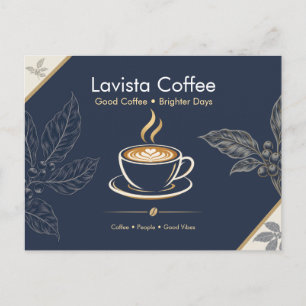 Cartão Postal De Convite Cartão de agradecimento de café elegante em azul m