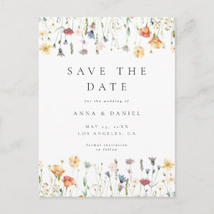 Cartão Postal De Convite Cartão de Boas Vindas de Casamento Boho Flor Silve