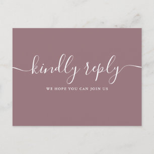 Cartão Postal De Convite Cartão de Confirmação de Presença Elegante Roxo Ro