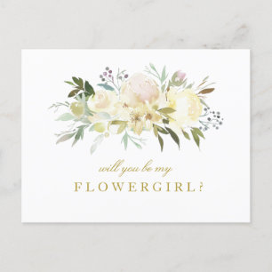 Cartão Postal De Convite cartão de florista com floral de marfim