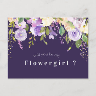 Cartão Postal De Convite cartão de florzinha floral roxa você será minha da