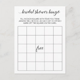 Cartão Postal De Convite Cartão de jogo de bingo para chá de noiva elegante