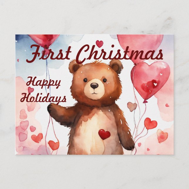 Cartão Postal De Convite Cartão de Natal de Primeiro Ano do Bebê Moderno (Frente)