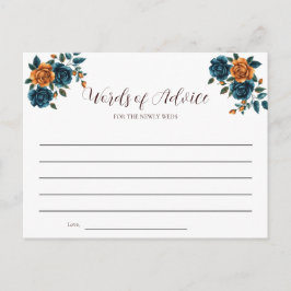 Cartão Postal De Convite Cartão de Palavras de Conselhos de Casamento Teal 