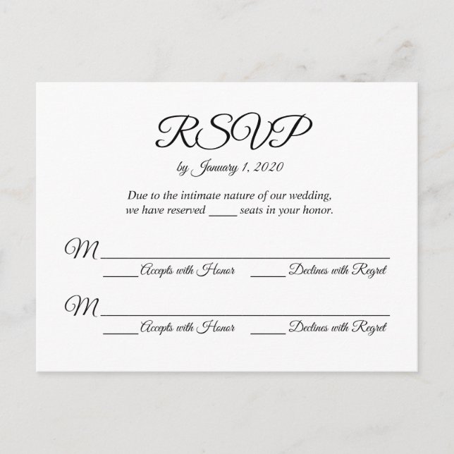 Cartão Postal De Convite Cartão de Resposta (Frente)