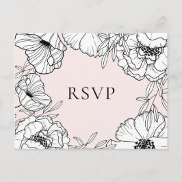 Cartão Postal De Convite Cartão de Resposta de Casamento Botânico Rosa II