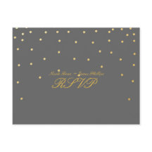 Cartão de Resposta de Casamento com Confete Cinza 
