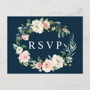 Cartão Postal De Convite Cartão de Resposta de Casamento com Coroa Floral R
