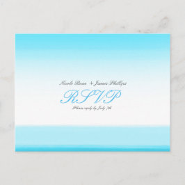 Cartão Postal De Convite Cartão de Resposta de Casamento em Aquarela Azul V