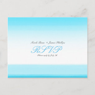Cartão Postal De Convite Cartão de Resposta de Casamento em Aquarela Azul V