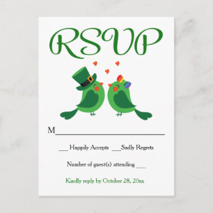 Cartão Postal De Convite Cartão de Resposta de Casamento Fantasioso RSVP Lo