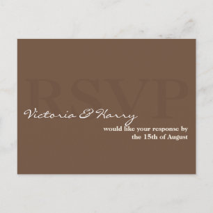Cartão Postal De Convite Cartão de resposta de casamento simples RSVP marro