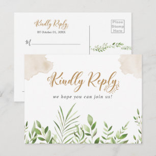 Cartão Postal De Convite Cartão de Resposta de Pedido de Música Verde Doura