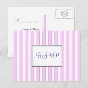 Cartão Postal De Convite Cartão de Resposta Personalizado Listras Rosa RSVP