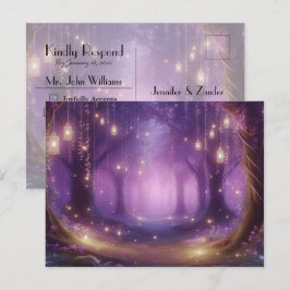 Cartão Postal De Convite Cartão de Resposta Violeta à Meia-Noite Floresta E