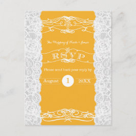 Cartão Postal De Convite Cartão de RSVP de casamento elegante com renda ama