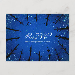 Cartão Postal De Convite Cartão de RSVP de Casamento Rústico com Árvores no