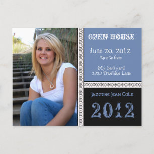 Cartão Postal De Convite Cartão-postal aberto azul verdadeiro