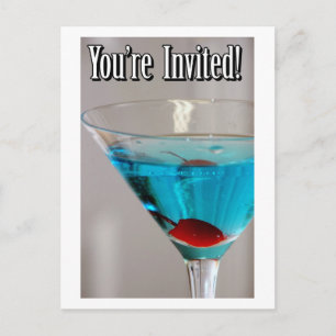 Cartão Postal De Convite Cartão-postal Blue Martini