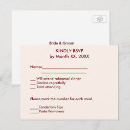 Cartão Postal De Convite Cartão-postal de casamento RSVP de Noivas e Grupos